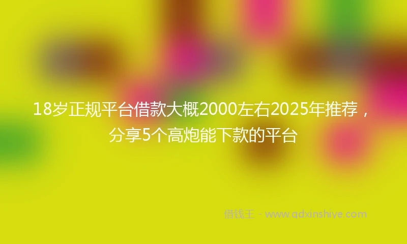 18岁正规平台借款大概2000左右2025年推荐，分享5个高炮能下款的平台