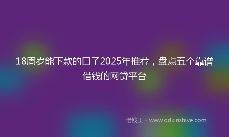 18周岁能下款的口子2025年推荐，盘点五个靠谱借钱的网贷平台