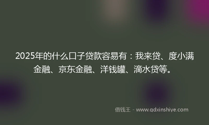 2025年的什么口子贷款容易有：我来贷、度小满金融、京东金融、洋钱罐、滴水贷等。