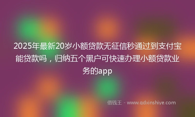 2025年最新20岁小额贷款无征信秒通过到支付宝能贷款吗，归纳五个黑户可快速办理小额贷款业务的app