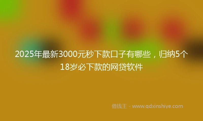 2025年最新3000元秒下款口子有哪些，归纳5个18岁必下款的网贷软件
