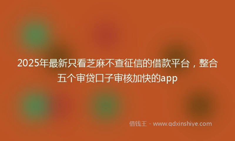 2025年最新只看芝麻不查征信的借款平台，整合五个审贷口子审核加快的app