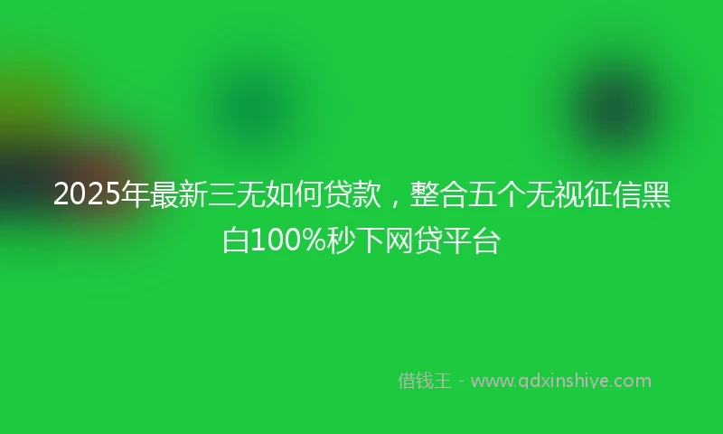 2025年最新三无如何贷款，整合五个无视征信黑白100%秒下网贷平台