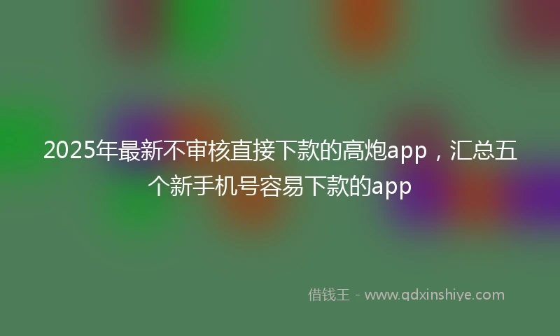 2025年最新不审核直接下款的高炮app，汇总五个新手机号容易下款的app