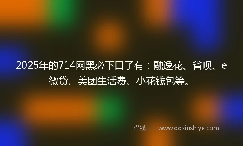 2025年的714网黑必下口子有：融逸花、省呗、e微贷、美团生活费、小花钱包等。