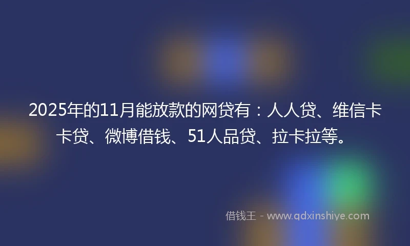 2025年的11月能放款的网贷有：人人贷、维信卡卡贷、微博借钱、51人品贷、拉卡拉等。