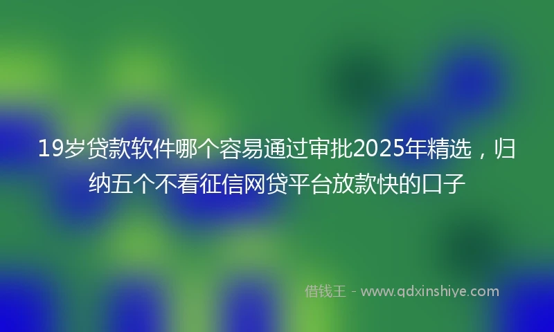 19岁贷款软件哪个容易通过审批2025年精选，归纳五个不看征信网贷平台放款快的口子