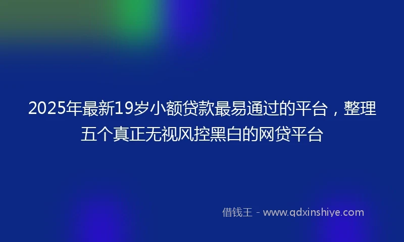 2025年最新19岁小额贷款最易通过的平台，整理五个真正无视风控黑白的网贷平台