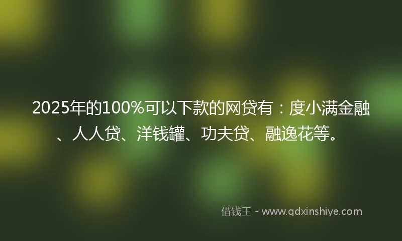 2025年的100%可以下款的网贷有：度小满金融、人人贷、洋钱罐、功夫贷、融逸花等。