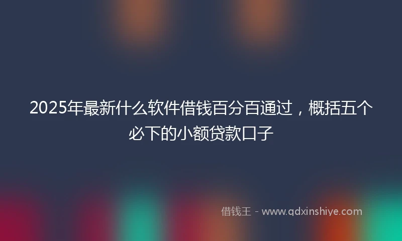 2025年最新什么软件借钱百分百通过，概括五个必下的小额贷款口子