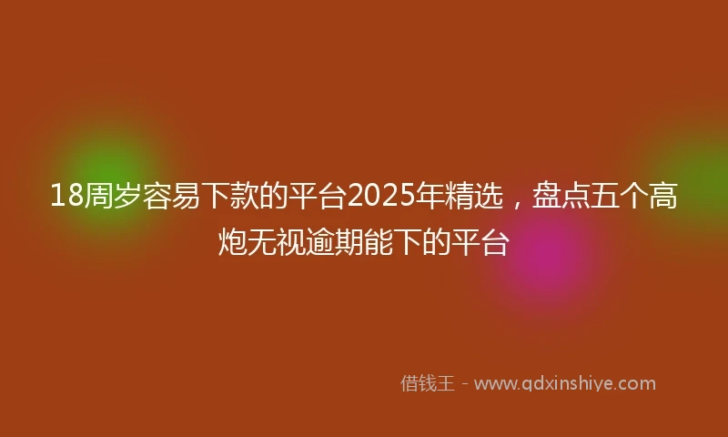 18周岁容易下款的平台2025年精选，盘点五个高炮无视逾期能下的平台
