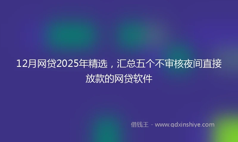 12月网贷2025年精选，汇总五个不审核夜间直接放款的网贷软件