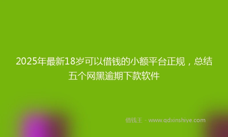 2025年最新18岁可以借钱的小额平台正规，总结五个网黑逾期下款软件