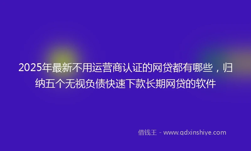 2025年最新不用运营商认证的网贷都有哪些，归纳五个无视负债快速下款长期网贷的软件