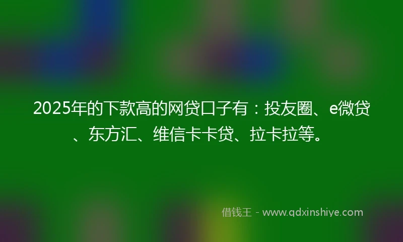 2025年的下款高的网贷口子有：投友圈、e微贷、东方汇、维信卡卡贷、拉卡拉等。