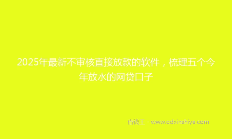 2025年最新不审核直接放款的软件，梳理五个今年放水的网贷口子