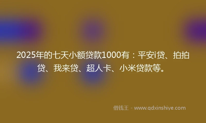 2025年的七天小额贷款1000有：平安i贷、拍拍贷、我来贷、超人卡、小米贷款等。