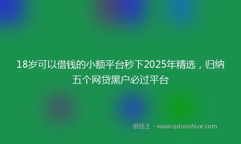 18岁可以借钱的小额平台秒下2025年精选，归纳五个网贷黑户必过平台
