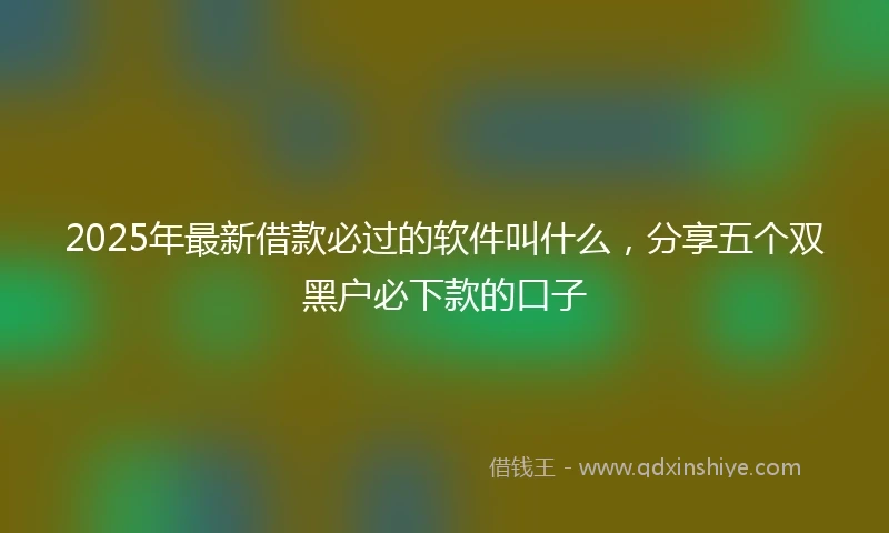 2025年最新借款必过的软件叫什么，分享五个双黑户必下款的口子