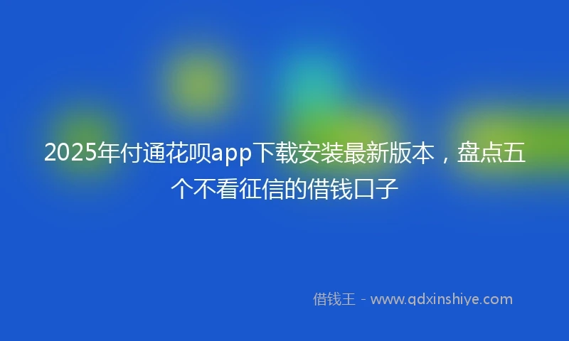 2025年付通花呗app下载安装最新版本，盘点五个不看征信的借钱口子