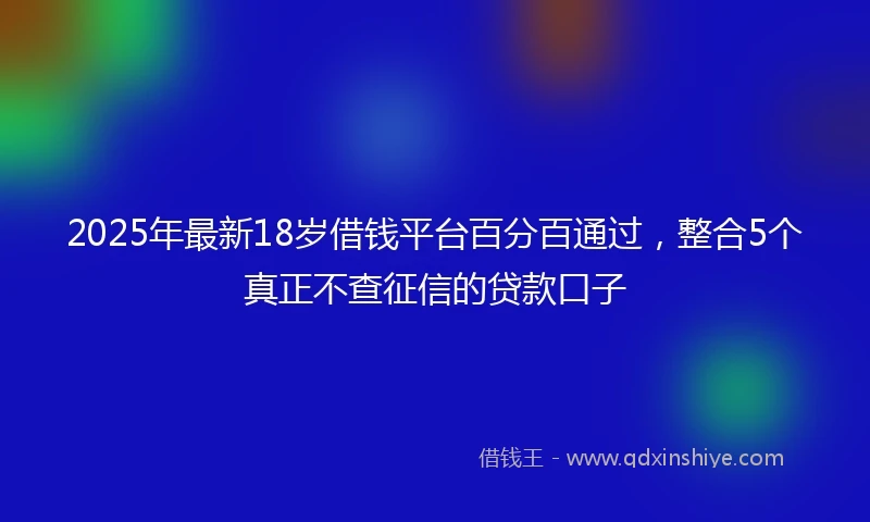 2025年最新18岁借钱平台百分百通过，整合5个真正不查征信的贷款口子