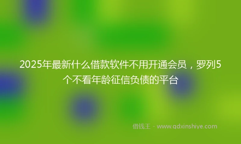 2025年最新什么借款软件不用开通会员，罗列5个不看年龄征信负债的平台