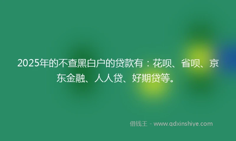 2025年的不查黑白户的贷款有：花呗、省呗、京东金融、人人贷、好期贷等。