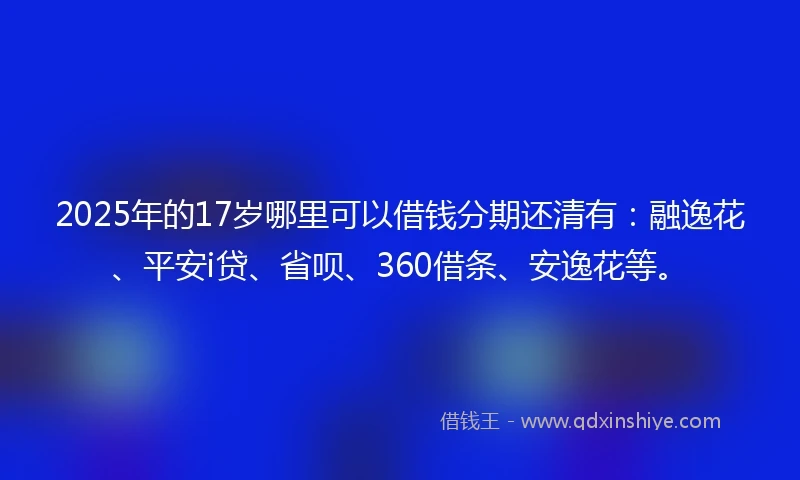 2025年的17岁哪里可以借钱分期还清有：融逸花、平安i贷、省呗、360借条、安逸花等。