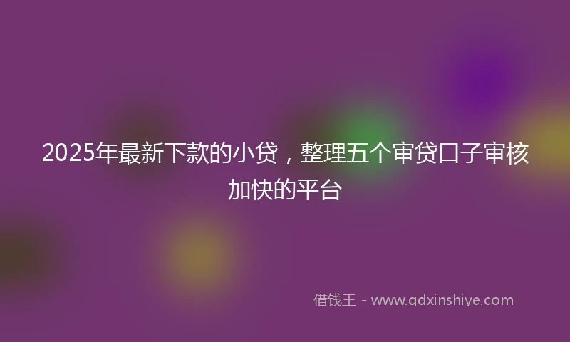 2025年最新下款的小贷，整理五个审贷口子审核加快的平台
