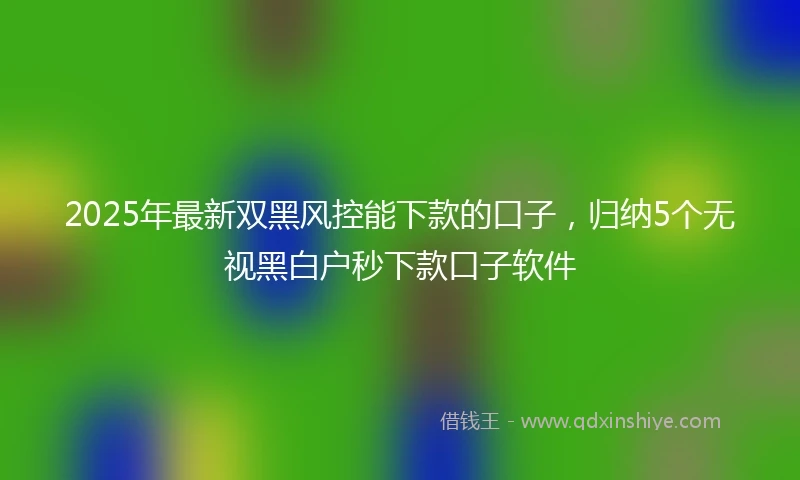2025年最新双黑风控能下款的口子，归纳5个无视黑白户秒下款口子软件