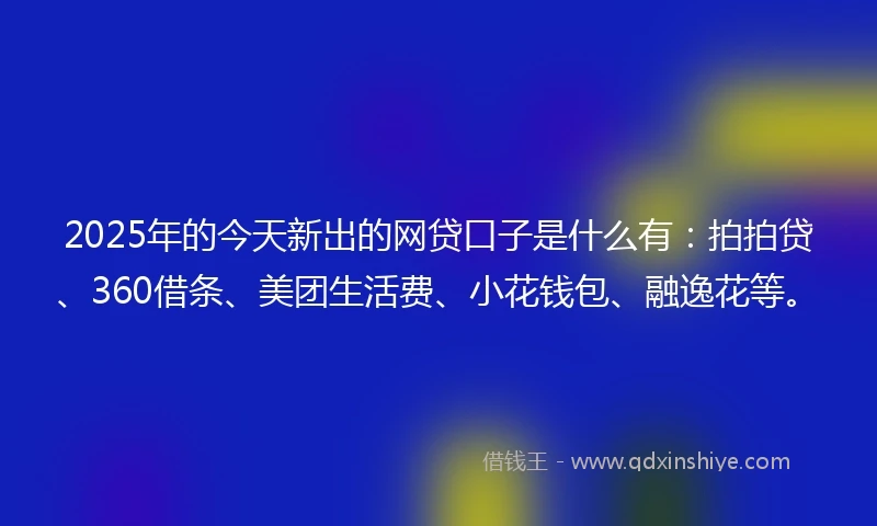 2025年的今天新出的网贷口子是什么有：拍拍贷、360借条、美团生活费、小花钱包、融逸花等。