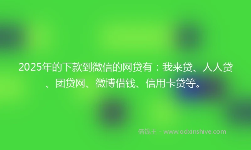 2025年的下款到微信的网贷有：我来贷、人人贷、团贷网、微博借钱、信用卡贷等。