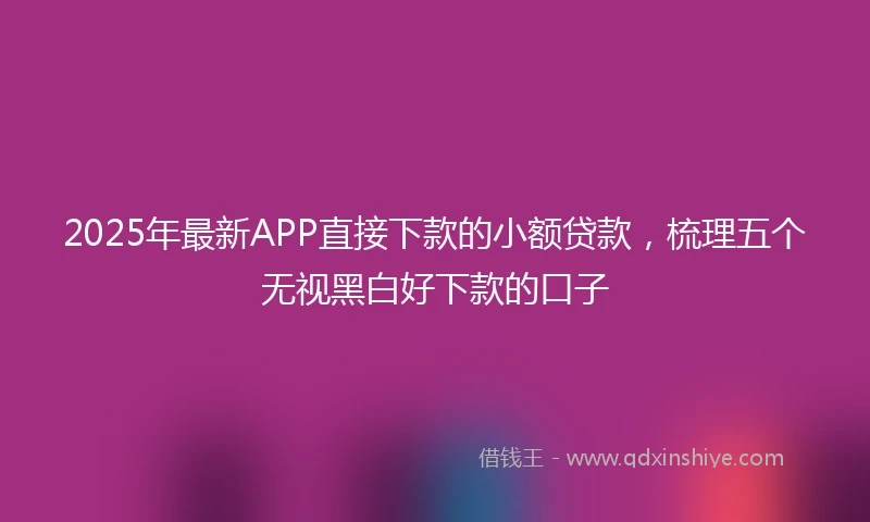 2025年最新APP直接下款的小额贷款，梳理五个无视黑白好下款的口子
