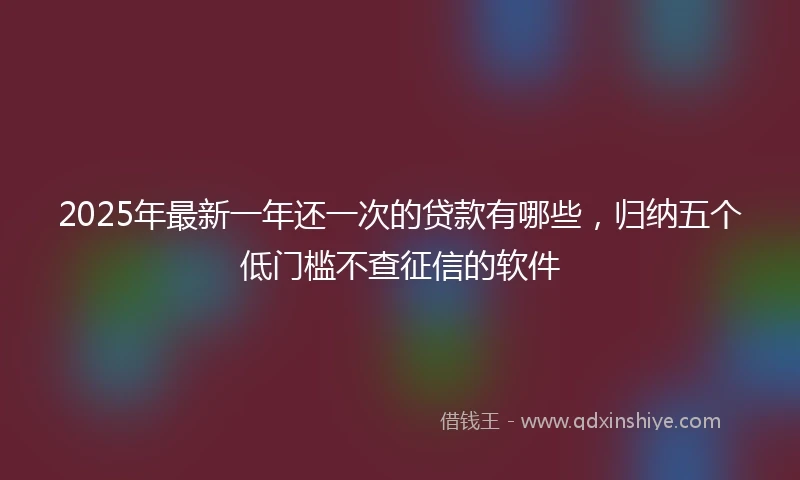 2025年最新一年还一次的贷款有哪些，归纳五个低门槛不查征信的软件