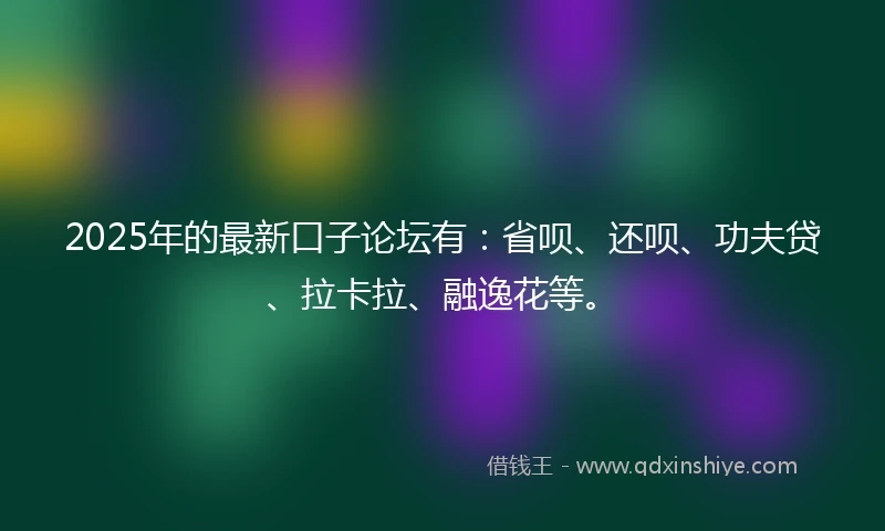 2025年的最新口子论坛有：省呗、还呗、功夫贷、拉卡拉、融逸花等。