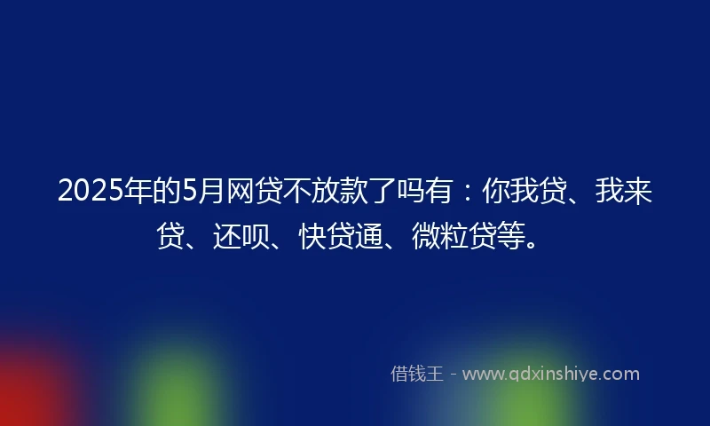 2025年的5月网贷不放款了吗有：你我贷、我来贷、还呗、快贷通、微粒贷等。