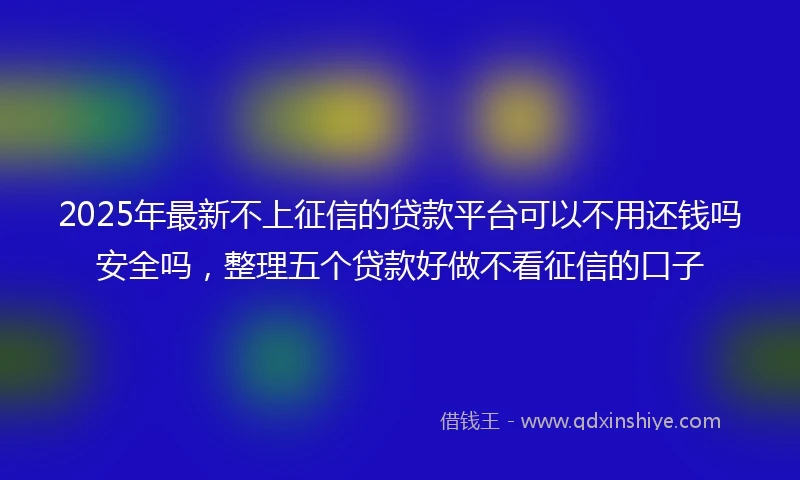 2025年最新不上征信的贷款平台可以不用还钱吗安全吗，整理五个贷款好做不看征信的口子