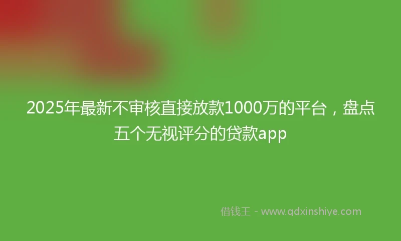 2025年最新不审核直接放款1000万的平台，盘点五个无视评分的贷款app