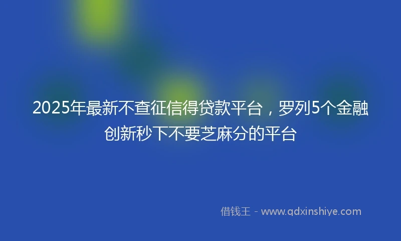 2025年最新不查征信得贷款平台，罗列5个金融创新秒下不要芝麻分的平台