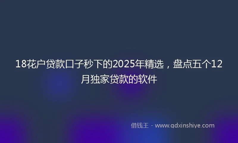 18花户贷款口子秒下的2025年精选，盘点五个12月独家贷款的软件