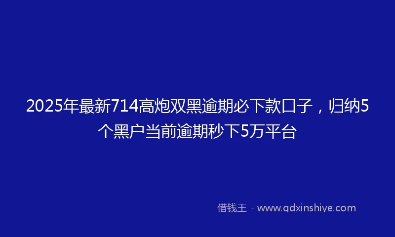 2025年最新714高炮双黑逾期必下款口子，归纳5个黑户当前逾期秒下5万平台
