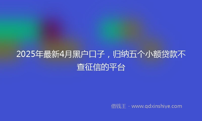 2025年最新4月黑户口子，归纳五个小额贷款不查征信的平台