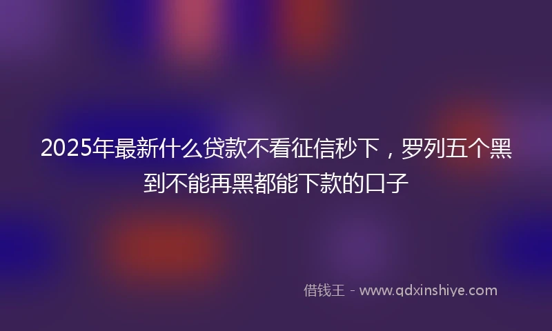 2025年最新什么贷款不看征信秒下，罗列五个黑到不能再黑都能下款的口子