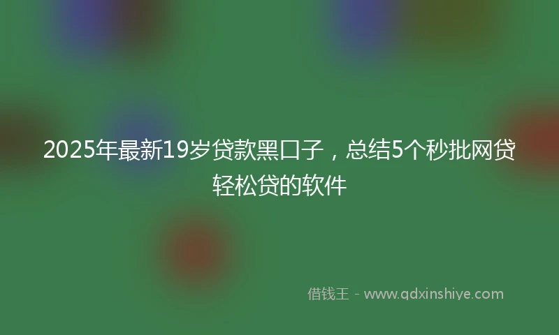 2025年最新19岁贷款黑口子，总结5个秒批网贷轻松贷的软件