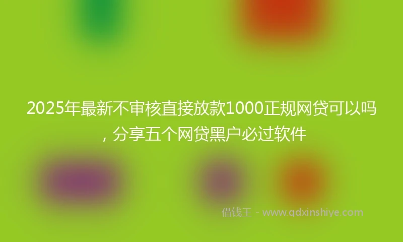 2025年最新不审核直接放款1000正规网贷可以吗，分享五个网贷黑户必过软件