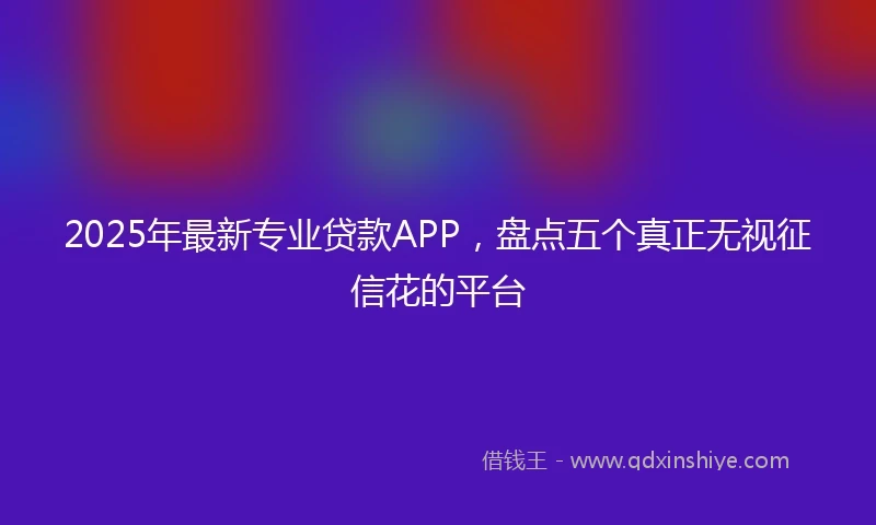 2025年最新专业贷款APP，盘点五个真正无视征信花的平台
