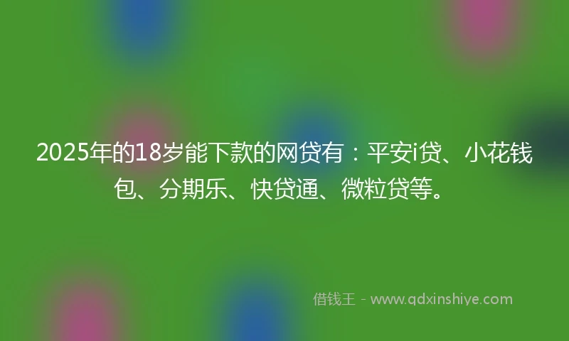 2025年的18岁能下款的网贷有：平安i贷、小花钱包、分期乐、快贷通、微粒贷等。