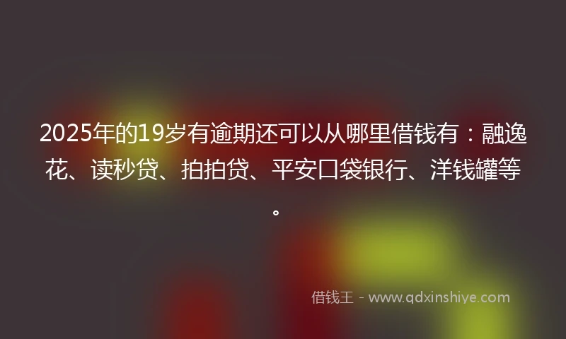 2025年的19岁有逾期还可以从哪里借钱有：融逸花、读秒贷、拍拍贷、平安口袋银行、洋钱罐等。
