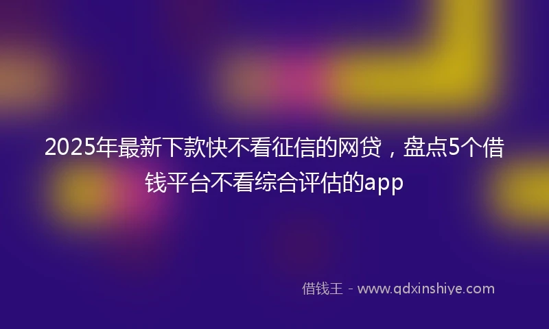 2025年最新下款快不看征信的网贷，盘点5个借钱平台不看综合评估的app