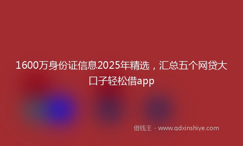 1600万身份证信息2025年精选，汇总五个网贷大口子轻松借app